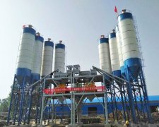 Double concrete mixing plant installation site